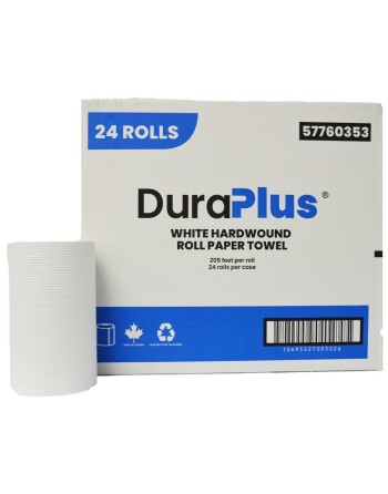 DuraPlus® Hardwound Paper Towel, White, 205', 24 Rolls/Case, Made in Canada - [DefendUse.com] - DP0353 - DuraPlus®