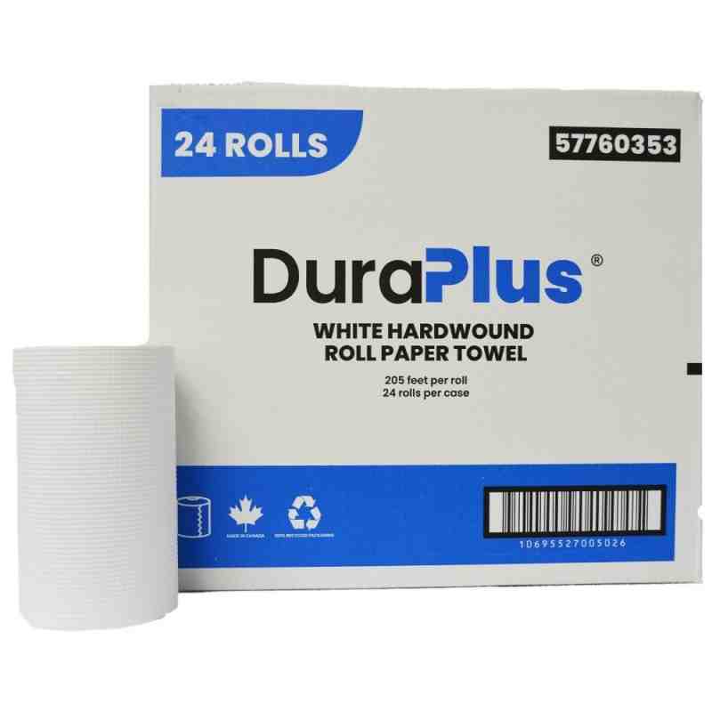 DuraPlus® Hardwound Paper Towel, White, 205', 24 Rolls/Case, Made in Canada - [DefendUse.com] - DP0353 - DuraPlus®