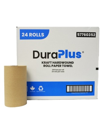 DuraPlus® Hardwound Paper Towel, Kraft, 205', 24 Rolls/Case, Made in Canada - [DefendUse.com] - DP0352 - DuraPlus®