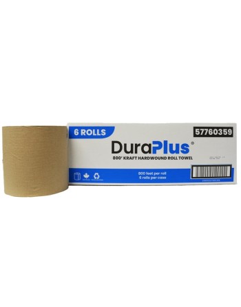 DuraPlus® Hardwound Paper Towel, Kraft, 800', 6 Rolls/Case, Made in Canada - [DefendUse.com] - DP0359 - DuraPlus®