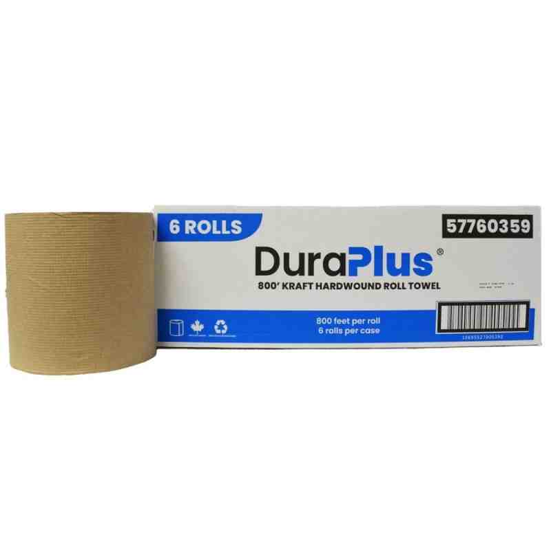 DuraPlus® Hardwound Paper Towel, Kraft, 800', 6 Rolls/Case, Made in Canada - [DefendUse.com] - DP0359 - DuraPlus®