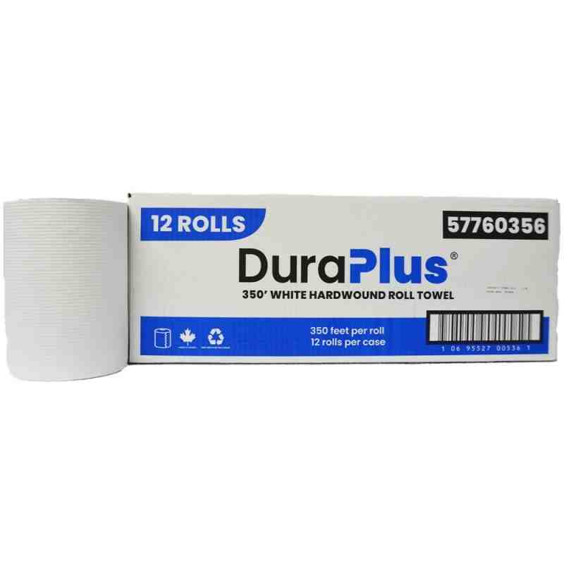 DuraPlus® Hardwound Paper Towel, White, 350', 12 Rolls/Case, Made in Canada - [DefendUse.com] - DP0356 - DuraPlus®