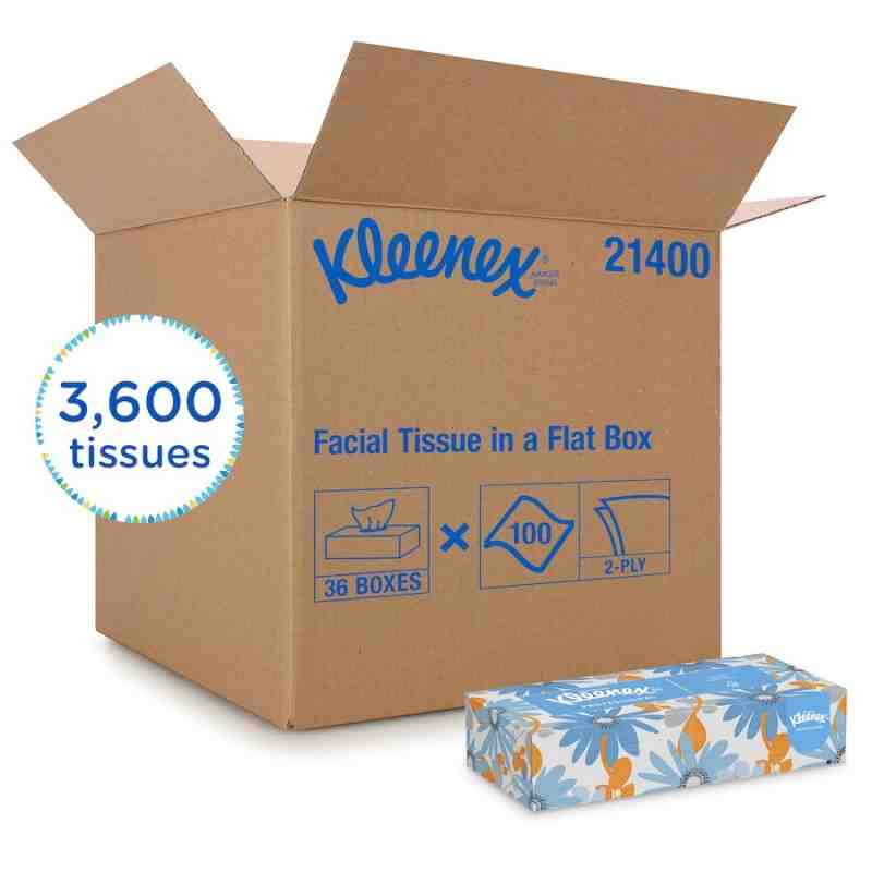 Kleenex® 21400 Facial Tissue Flat Box, 2-Ply, White, 36 Boxes/Case, 100 Sheets/Box - [DefendUse.com] - 21400 - Kleenex®