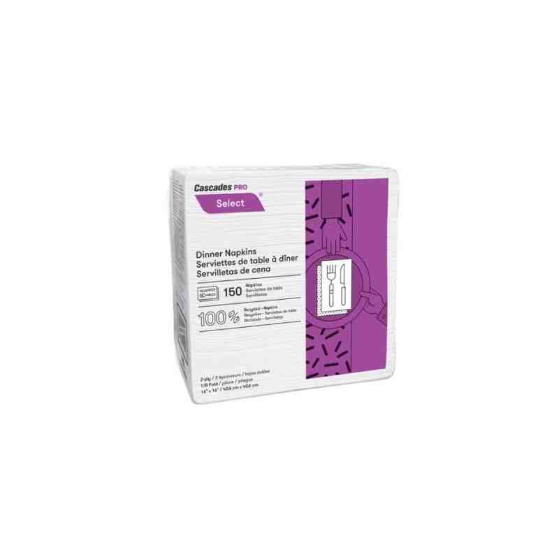CASCADES  1/8 Fold Dinner Napkin Sheet Width: 15" Ply: 2 Sheet Length: 16" Sheets/Pkg.: 150, Case of 20 - [DefendUse.com] - N062