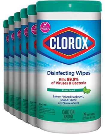 CLOROX 01609 Disinfecting Wipes, Fresh Scent, 75 Count No. of Wipes: 75, Case of 6 - [DefendUse.com] - 01609 - Clorox® Cleaning 