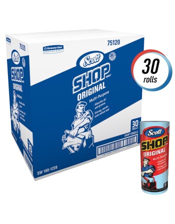 Scott® Automotive Shop Towels on Roll, Blue, 12 Rolls/Case, 55 Sheets/Roll - [Cleaning Supplies Canada Discounts] - 75120 - [Def