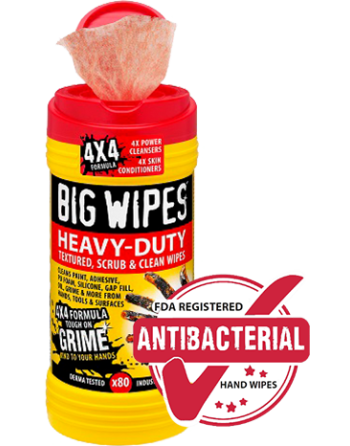 BIG WIPES 60020046 Heavy Duty Industrial Textured Scrubbing Wipes, Red Top,  Hard