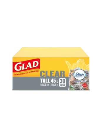 Glad Clear Garbage Bags - Tall 45 Litres - Febreze Fresh Clean Scent, 30 Trash Bags - [Cleaning Supplies Canada Discounts] - 302