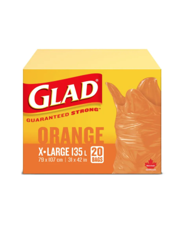 Glad, Garbage Bags, X-Large, Orange,135L, Case of 8x20ct - [Cleaning Supplies Canada Discounts] - 30313 - [DefendUse.com]