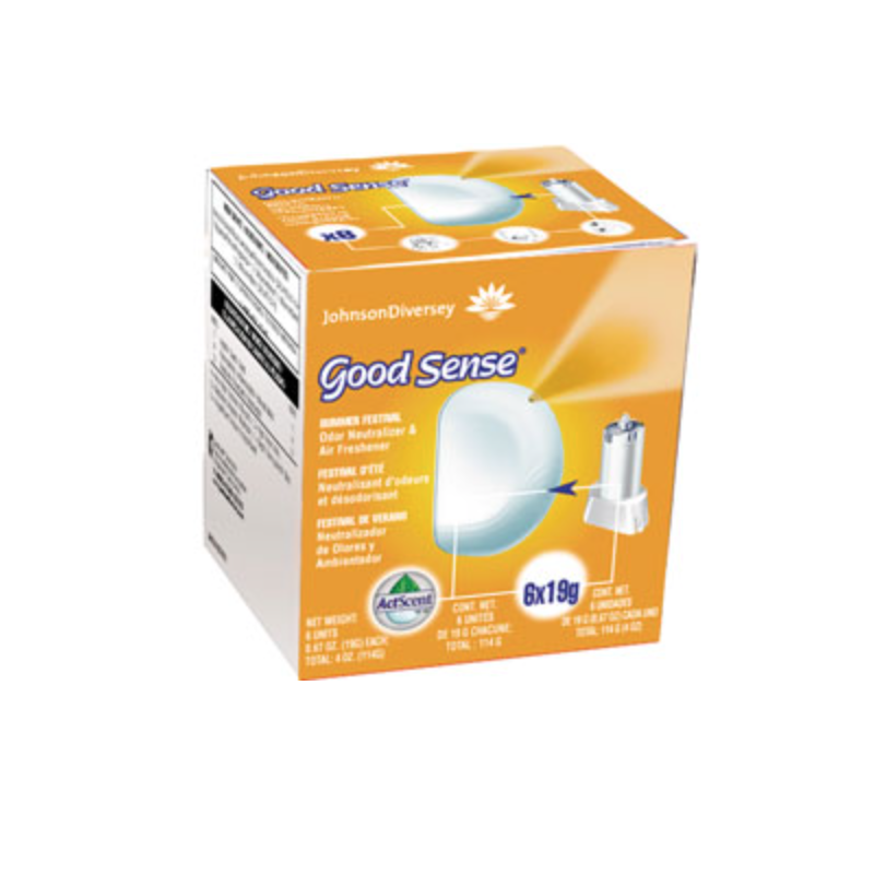 Diversey 05086 Good Sense, Refill Air Freshener, Summer Festival, Case of 12x19g - [DefendUse.com] - 05086 - Diversey Holdings C