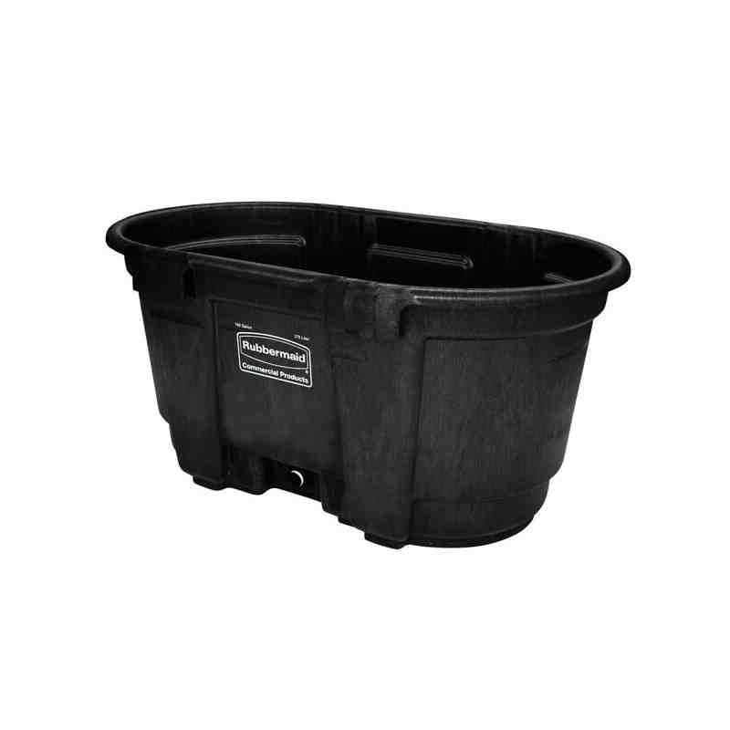 Rubbermaid FG424288BLA 100 Gallon Black Structural Foam Stock Tank with Oversized Drain Plug - [DefendUse.com] - FG424288BLA - M