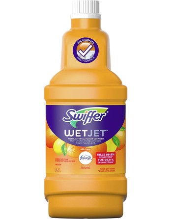 Swiffer WetJet Antibacterial Floor Cleaner with Febreze Fresh Scent, Citrus & Light 1.25L, 4/Case - [DefendUse.com] - 37000-7781