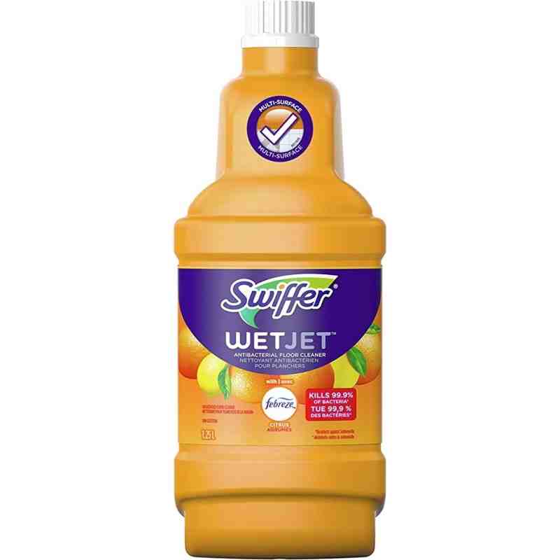 Swiffer WetJet Antibacterial Floor Cleaner with Febreze Fresh Scent, Citrus & Light 1.25L, 4/Case - [DefendUse.com] - 37000-7781