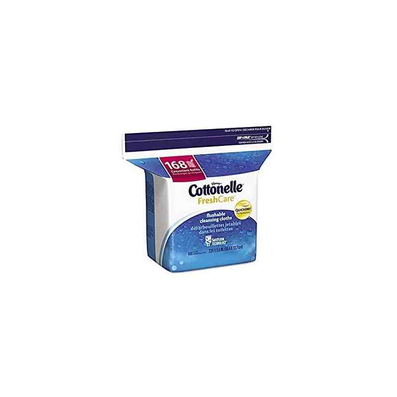 Kimberly-Clark 10358 Cottonelle Cleansing Cloth, Flushable, Refill, Pack of 1344 - [DefendUse.com] - 10358 - Flushable Wipes