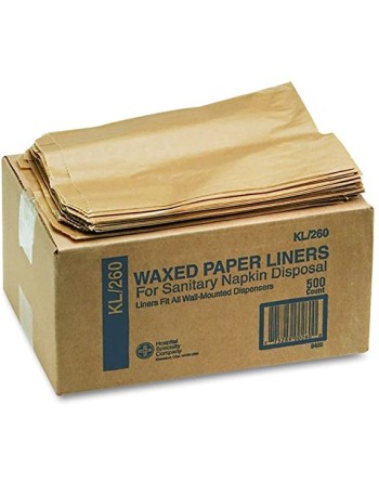 HOSPECO KL260 Kraft Sanitary Napkin Disposal Bag, Waxed Paper, Brown, 500/Case - [DefendUse.com] - KL260 - Sanitary Napkin Recep