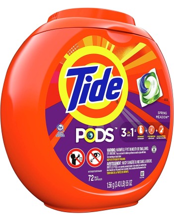 Tide Detergent Pods, Spring Meadow Scent, 72 Pods/Pack, Case of 4 - [DefendUse.com] - 37000-50978 - Tide Liquid Laundry Detergen