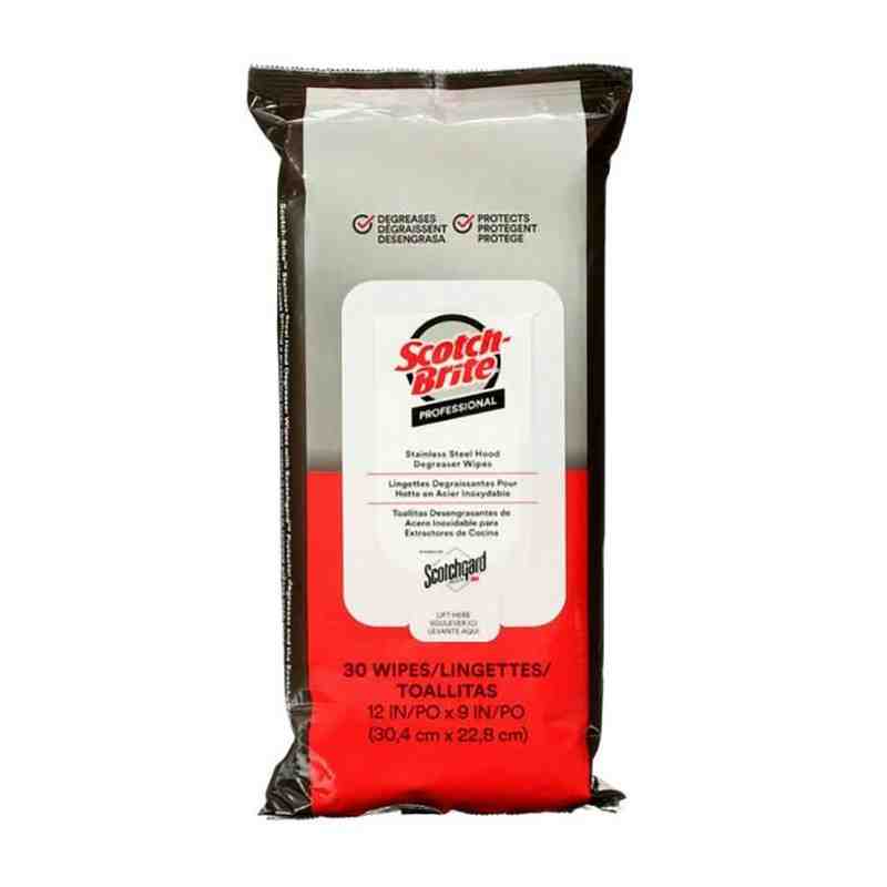 Scotch-Brite™ Stainless Steel Hood Degreaser Wipes with Scotchgard™ Protector, 30Ct, Case of 6 - [DefendUse.com] -  - Scotch Bri