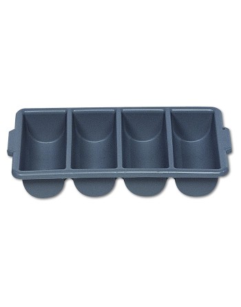 Rubbermaid Commercial FG336200GRAY 4-Compartment Plastic Cutlery Bin, Gray - [DefendUse.com] - FG336200GRAY - Totes / Bins