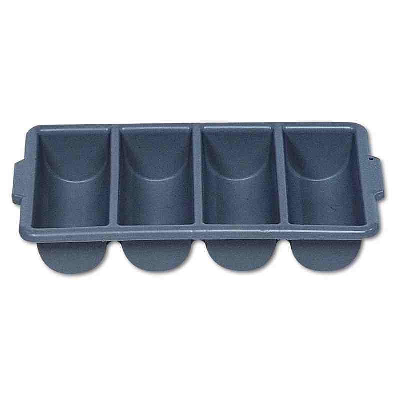 Rubbermaid Commercial FG336200GRAY 4-Compartment Plastic Cutlery Bin, Gray - [DefendUse.com] - FG336200GRAY - Totes / Bins