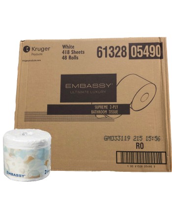 KRUGER  Embassy® Bathroom Tissue, 2-Ply, 48 Rolls/Case, 418 Sheets/Roll - [DefendUse.com] - 05490 - Toilet Paper