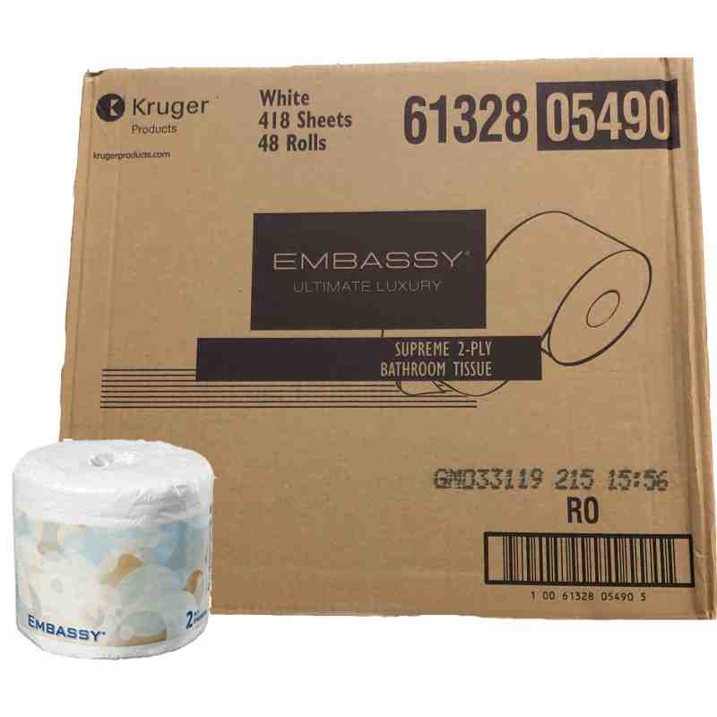 KRUGER  Embassy® Bathroom Tissue, 2-Ply, 48 Rolls/Case, 418 Sheets/Roll - [DefendUse.com] - 05490 - Toilet Paper