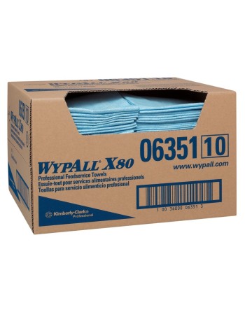 WypAll® Foodservice Cloth Premium 1/4 Fold, Blue, 150 Cloths/Case - [DefendUse.com] - 06351 - WypAll® Heavy Duty X80 & X90 Wipes