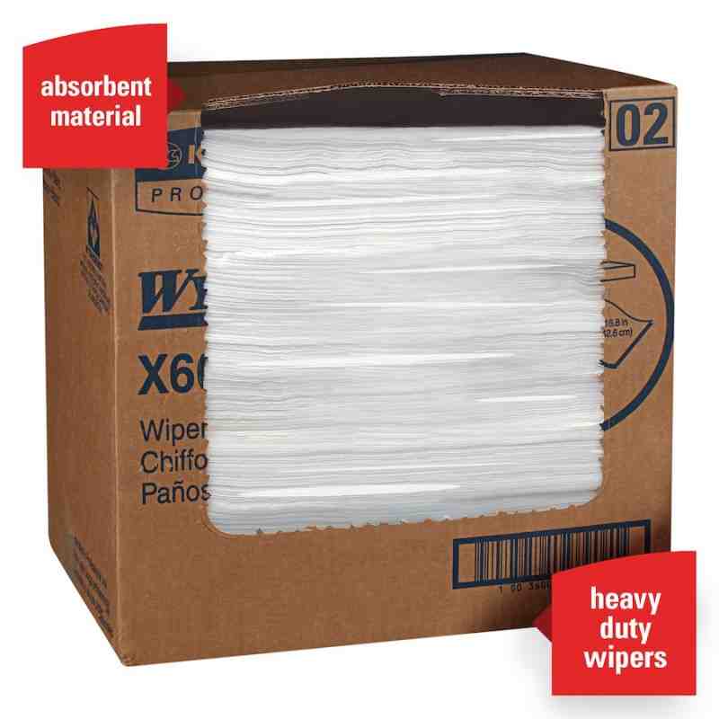 WypAll® X60 Wipers, Flat, White, 6 Wipers/Case, 150 Cases/Pack - [DefendUse.com] - 34900 - WypAll® Industrial Plus X60 & X70 Wip