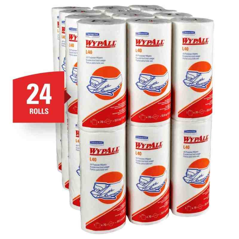 WypAll® L40 Towel Small Roll, White, 24 Packs/Case, 70 Sheets/Pack - [DefendUse.com] - 05027 - WypAll® Industrial L40 Wipes