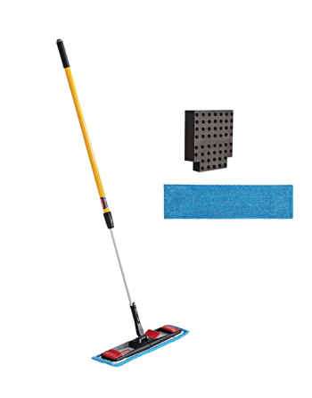 Rubbermaid 2132426 Adaptable Flat Mop Kit with Handle, Frame, Microfiber Pads, and Wringer Insert - [DefendUse.com] - 2132426 - 