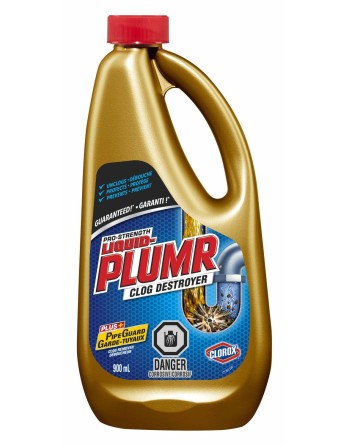 CLOROX 01811 Liquid Plumber and Clog Destroyer, Pipe Guard, Full Clog, Case of 9/900mL - [DefendUse.com] - 01811 - Clorox® Bathr