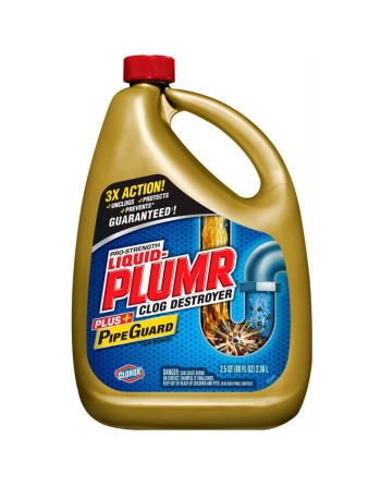 CLOROX 01165 Pro-Strength Liquid Plumber and Clog Destroyer, Pipe Guard, 2.37L. Case of 6/2.37L - [DefendUse.com] - 01165 - Clor