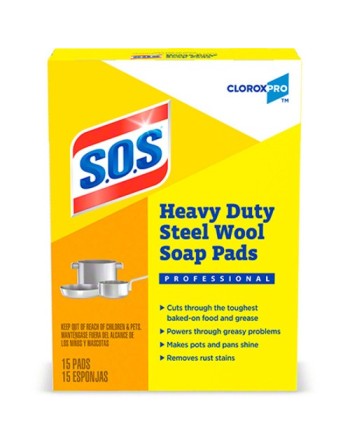 CLOROX Professional 98027 SOS,  Soap Pads, 15 Count, Case of 6 - [DefendUse.com] - 98027 - SOS Cleaning Pads