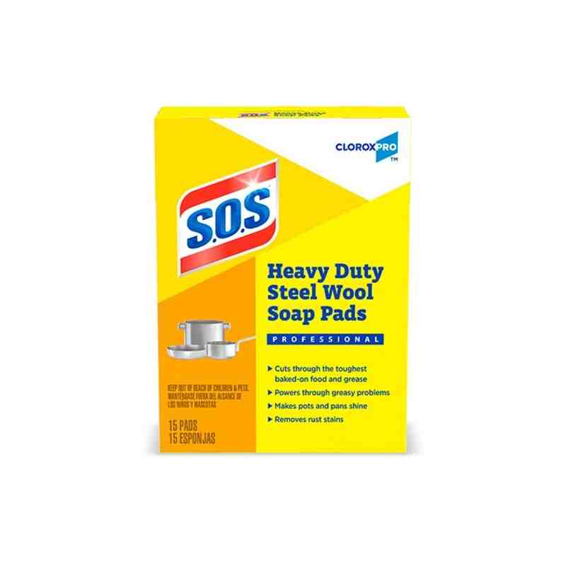 CLOROX Professional 98027 SOS,  Soap Pads, 15 Count, Case of 6 - [DefendUse.com] - 98027 - SOS Cleaning Pads