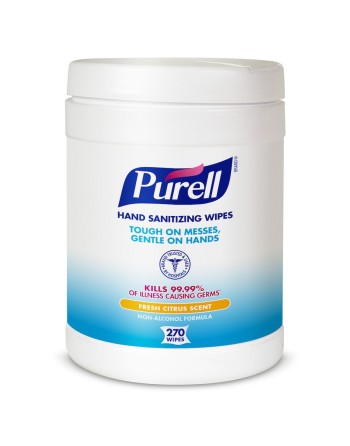 PURELL Hand Sanitizing Wipes, Fresh Citrus Scent, 270 Count Alcohol-Free, Case of 6 - [DefendUse.com] - 9113-06-CAN00 - Purell H
