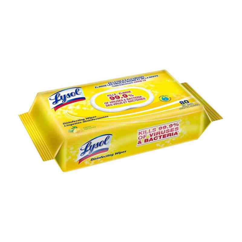 Lysol 19200-99823 Flat Pack Disinfecting Wipes, Lemon Scent, Case of 16, 80 Count - [DefendUse.com] - 19200-99823 - Lysol® Clean