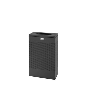 Rubbermaid FGSR14EPLTBK Silhouettes Black Steel Designer Rectangular Waste Receptacle - 13 Gallons - [DefendUse.com] - FGSR14EPL