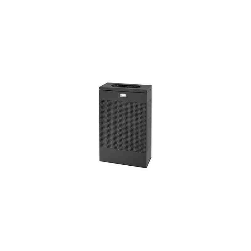Rubbermaid FGSR14EPLTBK Silhouettes Black Steel Designer Rectangular Waste Receptacle - 13 Gallons - [DefendUse.com] - FGSR14EPL