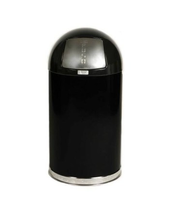 Rubbermaid FGR1536EPLBK 15-gal Indoor Decorative Trash Can - Metal, Black - [DefendUse.com] - FGR1536EPLBK - Round Open Top Wast