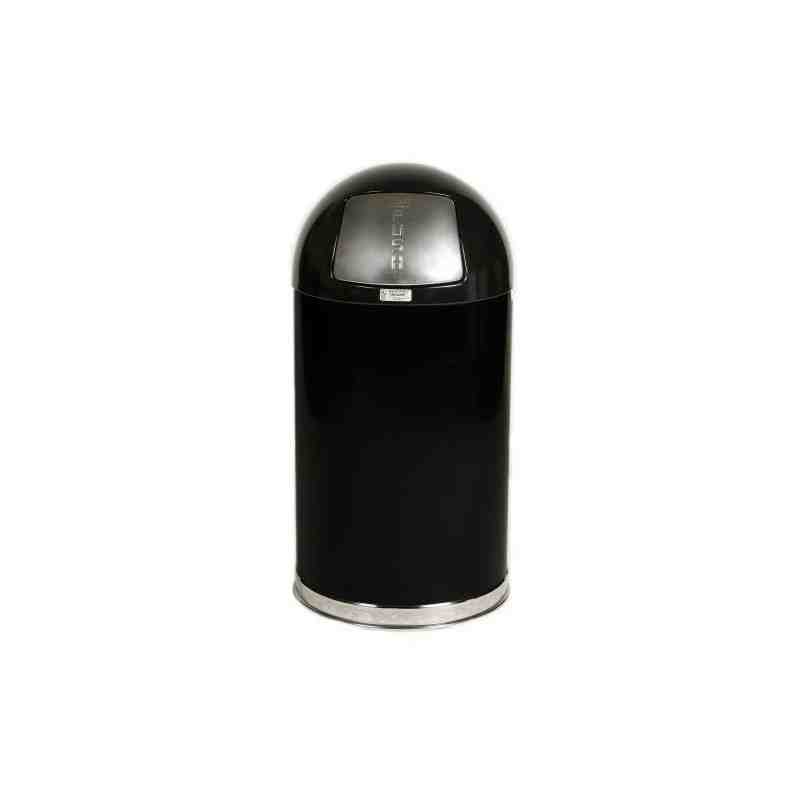 Rubbermaid FGR1536EPLBK 15-gal Indoor Decorative Trash Can - Metal, Black - [DefendUse.com] - FGR1536EPLBK - Round Open Top Wast