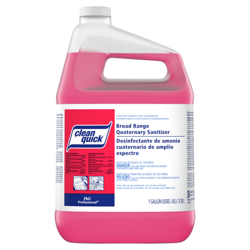 CLEAN QUICK  Broad Range Quaternary Sanitizer Concentrate  1-40, Case of 3/3.78L, Test Strips Incl. - [DefendUse.com] - 10037000
