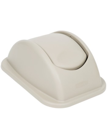 Rubbermaid FG306600GRAY Untouchable 28 Qt. / 7 Gallon Grey Rectangular Soft Wastebasket Dome Swing Lid - [DefendUse.com] - FG306