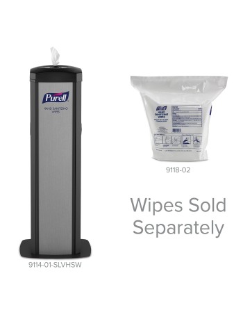 Purell 9114-01-SLVHSW DS360 High Capacity Wipes Station with Integrated Waste Receptacle - [DefendUse.com] - 9114-01-SLVHSW - Pu