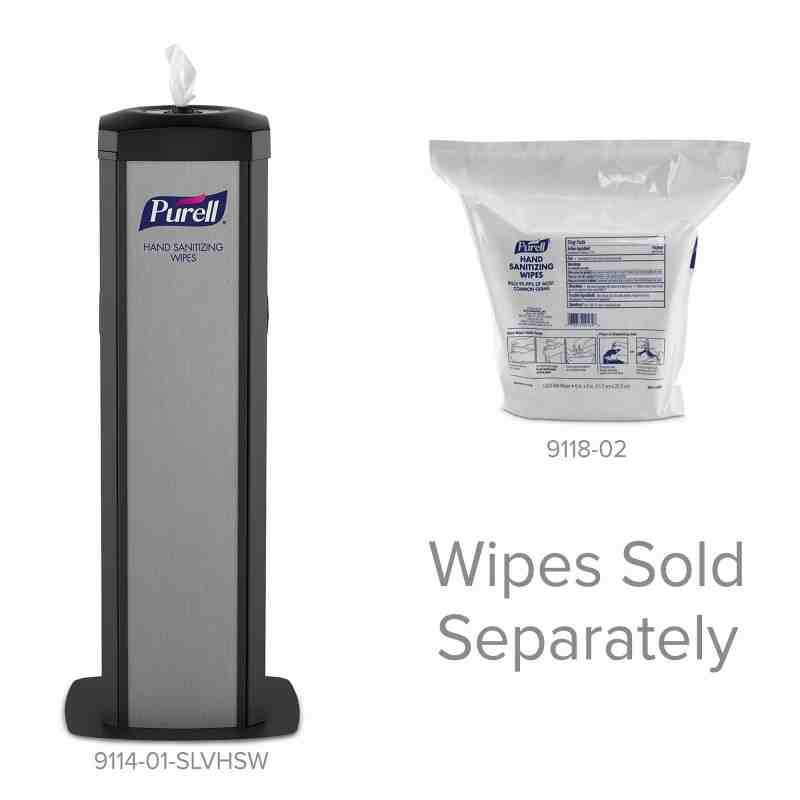 Purell 9114-01-SLVHSW DS360 High Capacity Wipes Station with Integrated Waste Receptacle - [DefendUse.com] - 9114-01-SLVHSW - Pu