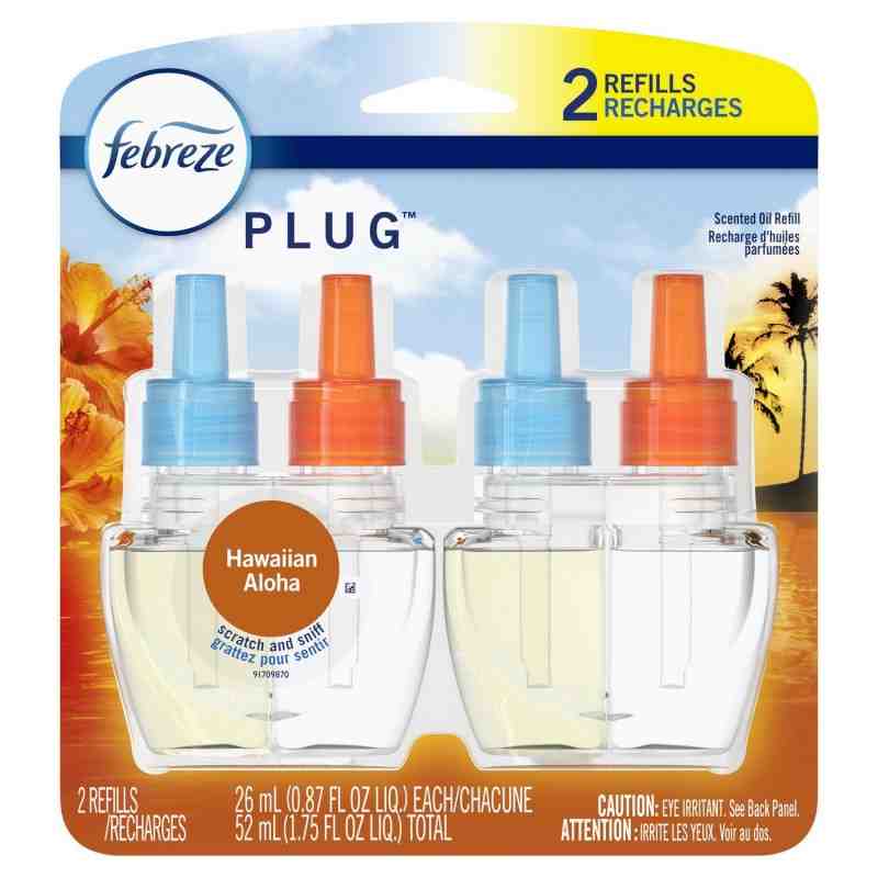 Febreze 37000-46103 Plug Odor-Eliminating Air Freshener Refills, Hawaiian Aloha, 2 Pack, Case of 6 - [DefendUse.com] - 37000-461