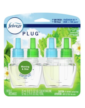 Febreze Plug Odor-Eliminating Air Freshener Refills, Morning Dew, 2 Pack, Case of 3 - [DefendUse.com] - 37000-46300 - Febreze® A