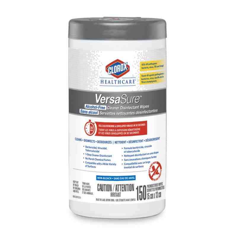 Clorox 01686 Healthcare VersaSure Alcohol-Free Cleaner Disinfectant Wipe, Case of 6, 150 Wipes - [DefendUse.com] - 01686 - Cloro
