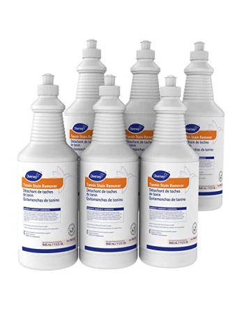 Diversey™ 904252 Tannin Stain Remover, Carpet Cleaner, 32 oz Squeeze Bottle, Fruity, Clear Pale-Yellow, Case of 6 - [DefendUse.c