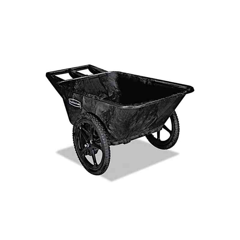Rubbermaid FG564200BLA Big Wheel Yard Cart, 7.5 cu. feet, 300 lb. Capacity, Plastic, Black - [DefendUse.com] - FG564200BLA - Gar