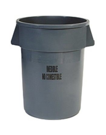 Rubbermaid FG264356GRAY Brute Container Straightwall 44G Logo -Gray, Case of 4 - [DefendUse.com] - FG264356GRAY - Brute® Trash C