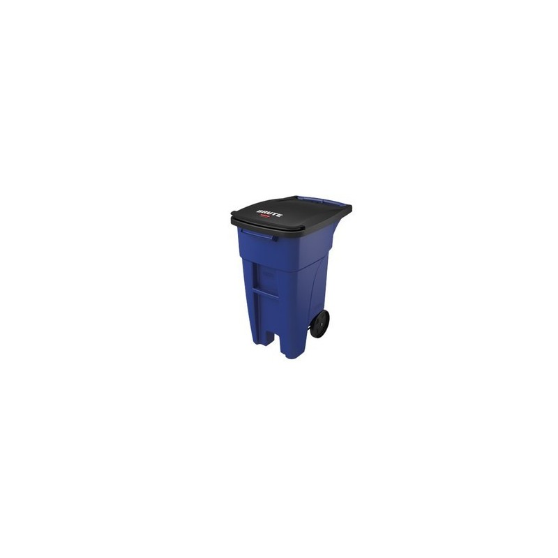 Rubbermaid 1971943 Brute Rollout Container - 32G - Blue - [DefendUse.com] - 1971943 - Trash Cans with Wheels